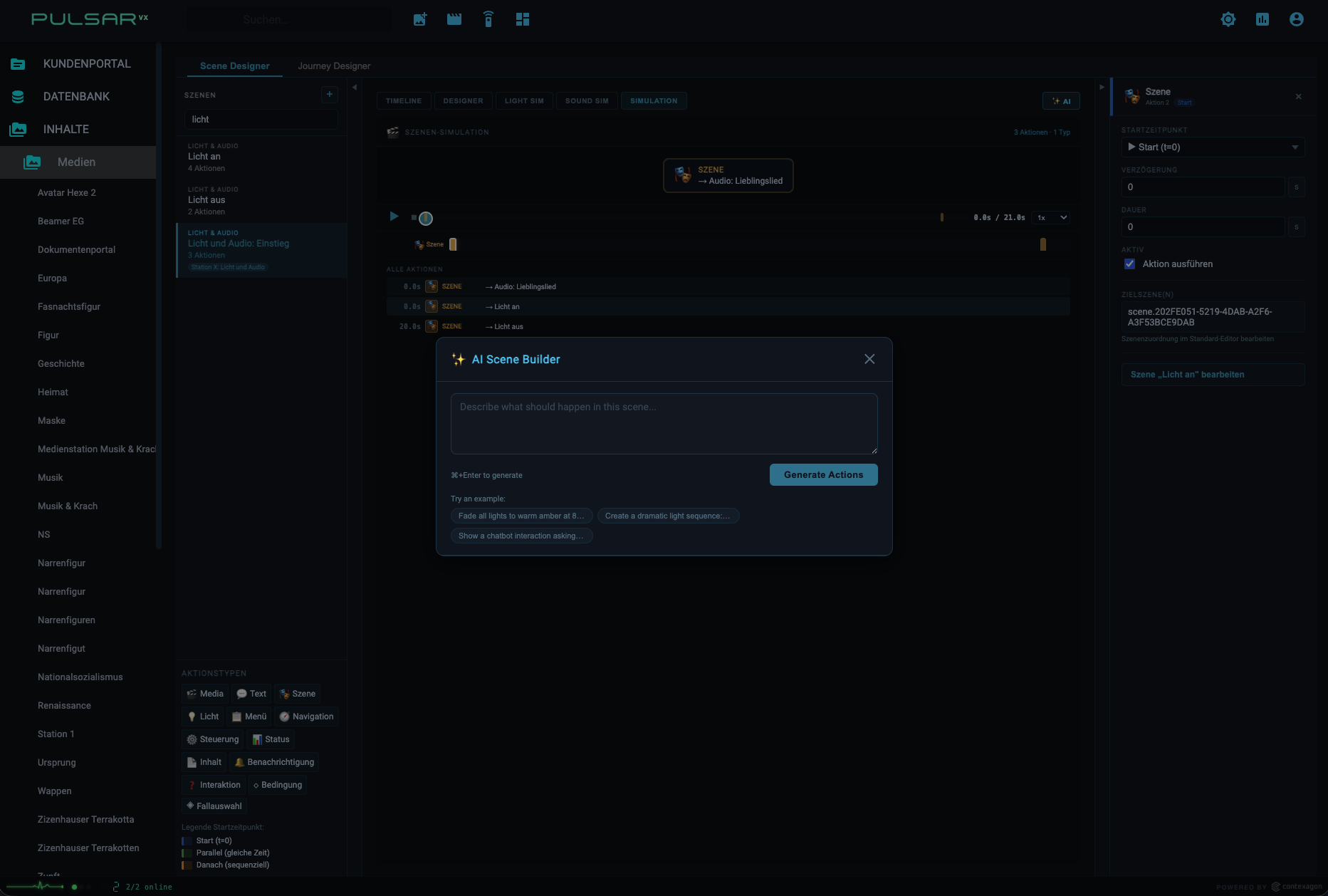 AI-driven Scene Designer in Pulsar VX